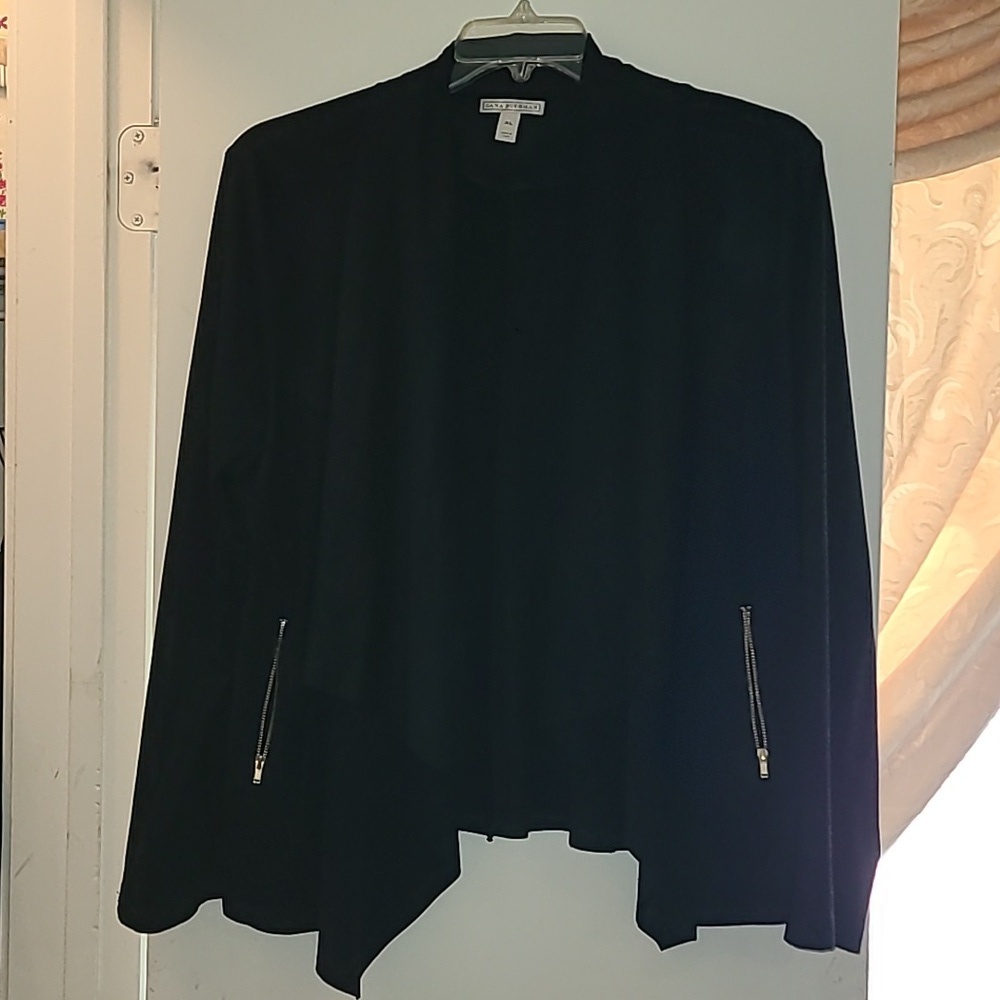 Dana Buchman Black Blazer with Gold Accents Faux Suede.